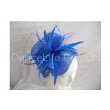 Royal Blue Ladies Fascinator Hats Feather Trim For Horse Racing