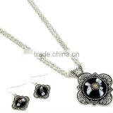 Beautiful And Artistic Medallion Dual Swirl Linked Chains Necklace And Fish Hook Style Earrings Set