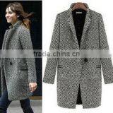 2014 Design New Spring/Winter Trench Coat Women Grey Medium Long Oversize Warm Wool Coat European Fashion Overcoat