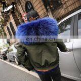 2016 Women Hooded Winter Military Raccoon Fur Hooded Bomber Jacket With Fur Lining thumbnail-5