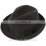 Short Brim Black Bowknot Wool Felt Fedora Hat Wholesale thumbnail-1