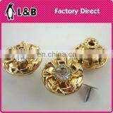 Latest Design Custom Made Jeans Button Alloy Material Gold Jeans Button With Stone