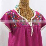 Pink Fabric Maxican Tunic Tops Multi Colored Embroidery Women's Party Wear Fashion Dress thumbnail-2