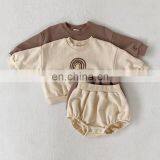 1-3years Spring Autumn New Baby Children's Suit Printed Rainbow Sweater & Baby pp Short Two-piece Suit Outfits thumbnail-2