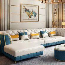 Superfine Fiber Leather Postmodern Light Luxury Sofa Combination Nordic Suit American Living Room Small House Simple thumbnail-1