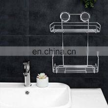 Suction Cup no Drilling Wall Mount Shower Caddy Wire Rack Bathroom Accessories Bathroom Shelf Organizer Kitchen Storage Rack thumbnail-2