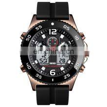 Skmei 1538 Stainless Steel Strap Waterproof Men Digital Watch Roes Gold Wristwatch Led thumbnail-4