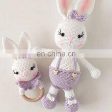 Handmade Crochet Bunny Rattle and Personalized Pacifier Holder Set Newborn Natural Organic Toys Vietnam Supplier Cheap Wholesale thumbnail-5