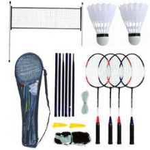 Badminton Set 4 Player Racket Shuttlecock Poles Net Bag