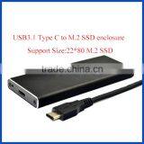 USB3.1 Gen 2 10 Gbps to 2280 M.2 NGFF B Key SATA Based Type SSD Case M.2 SSD Enclosure