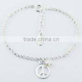 Sterling Silver Peace Charm Bracelet With Freshwater Pearl thumbnail-1