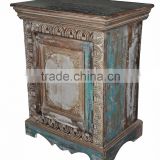 INDIA RECYCLE WOODEN BED SIDE CABINET , ANTIQUE WOOD BED SIDE CABINET