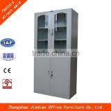 Latest Design steel storage cabinet with glass double swing door and steel swing door