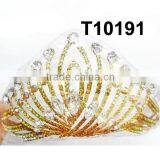Wedding Rhinestone Gold Tone Bridal Flower Bridal Crown thumbnail-3