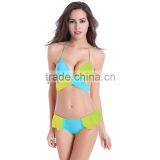 Women Bandeau Bandage Contrast-color Bikini Push-up Gather Swimsuit Bathing Suit thumbnail-5