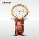 WEIDE CE RoHS Certified Genuine Leather Sapphire Quartz Watch thumbnail-5