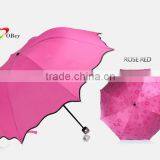 ROSE RED UV-COATING WINDPROOF 3 FOLD UMBRELLA thumbnail-5