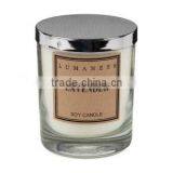 Travel Style Elegant Decoration Cylinder Clear Glass Candle Jar With Metal Lid thumbnail-2