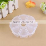 Round 8 grid bead jewelry packing boxes, hooks electronic components packaging transparent plastic storage drug box case