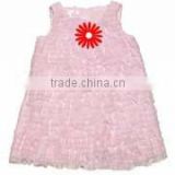 girls sleeveless pink layered netting ruffles dress with flowers child girls dress