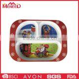 3 sections cute cartoon print food grade plastic melamine square christmas plates