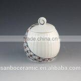 Wholesale Simple White Ceramic Sugar Pot With Lid thumbnail-1