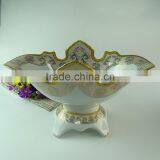 Wholesale Stocked White Ceramic Cake Stand for Food, Porcelain Fruit Plate With Gold Line,wedding Cake Use thumbnail-1