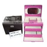 Classical PU/PVC Portable 3 Layer Jewelry Box With Ring Holder/Drawer/Mirror thumbnail-1