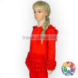 Girls Ruffle Red Fleece Hoodie Long Sleeve Button Up Plain Hoodie thumbnail-1