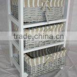 Wooden Storage Chests With 3 Wicker Drawers thumbnail-1