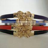 Wholesale colourful flower pattern buckle sex women lady thin PU waist belt