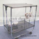 Folding Hand Cart, Metal Kitchen Dining Serving Cart thumbnail-4
