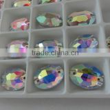ab color oval sew-on crystal lead free glass bead flat back for clothing