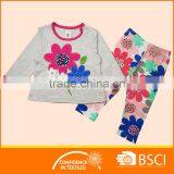 Flower Printed Long Sleeve Cotton Baby Girl Clothing Set thumbnail-1