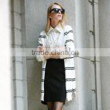 Garment Manufactorer Wholesale Great Design Fashion Casual Wear Stripe Long Winter Coats Ladies 2017