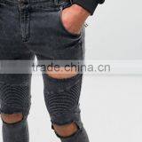 Slim Fit Straight Cut Knee Ripped Acid Wash Jeans Trousers for Men thumbnail-3