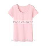 Plain no Brand Short Sleeve Cotton T-shirt With Fastener for Girls thumbnail-4