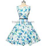 Summer Floral Print Retro Vintage 50s Polka Dot Casual Party Rockabilly Dress thumbnail-2