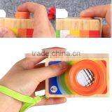 Wooden Cartoon SLR Camera Toy Kaleidoscope Bee Eye Effect Children Funny Toys thumbnail-2