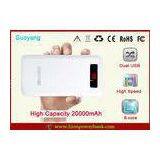 LCD Display 20000 MAh Li Ion Dual Double USB Power Bank With 3PCS LED Light , OEM Logo