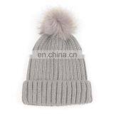 Wholesale Winter Cheap Custom Acrylic Knit Beanie Hat Cap With Pompom thumbnail-4