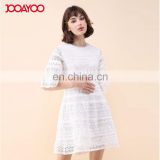 2017 Woman fashion summer casual dress white crochet lace dress