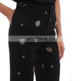 OEM 100%Polyester Floral Embroidered Candy Flared Trousers thumbnail-5