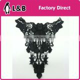 High quality crochet flower patter black pu leather crochet lace collar