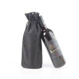 Wholesales Burlap Eco Wine Packaging Bag Jute Gift Pouch Black Hessian Hemp Drawstring Bag thumbnail-1