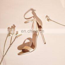 Golden Color Heel Sandal Open Toe Ladies High Heels Sandals With Ankle Strap Women Shoes thumbnail-4