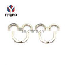 Unique Design Stainless Steel Flat Mickey Mouse Shape Split Key Ring Small Metal For Keychain thumbnail-1