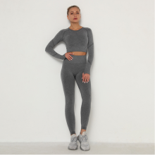 YYBD-0029,seamless Yoga Suit Women High Waist Peach Tight Sports Long Sleeve Fitness Yoga Pants thumbnail-1