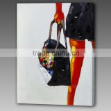 Frames Stretched Handpainted Canvas Painting the girl with hangbag