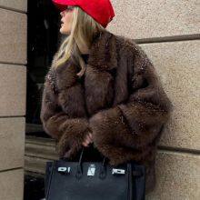 2025 Autumn Winter Fashionable Faux Fur Coat With Lapel Collar for Women – Wholesale Manufacturer thumbnail-3